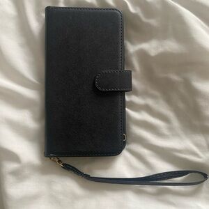 Iphone 11 Pro Max Black Wallet Phone Case with Wrist Strap